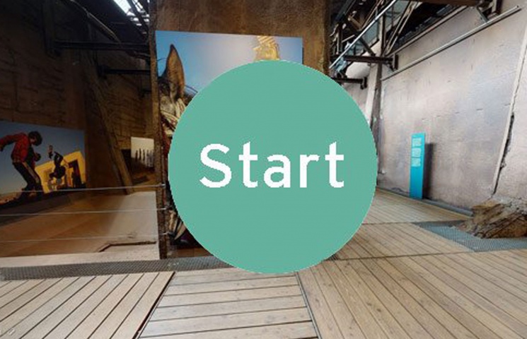 Screenshot Virtuelle Ausstellungmit button