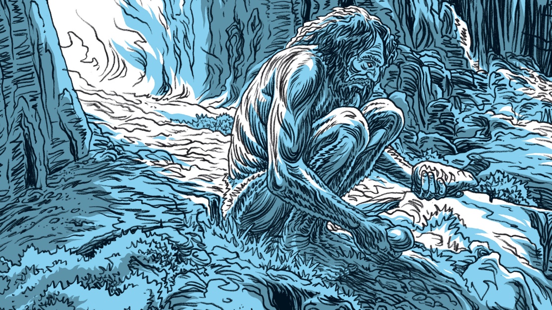 Erstes Feuer des Steinzeitmenschen